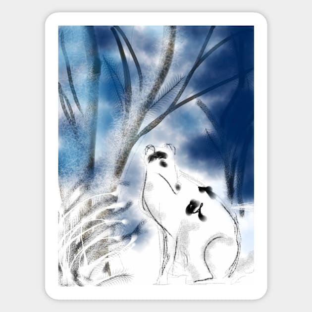 Beautiful Borzoi in Snow Sticker by LITDigitalArt